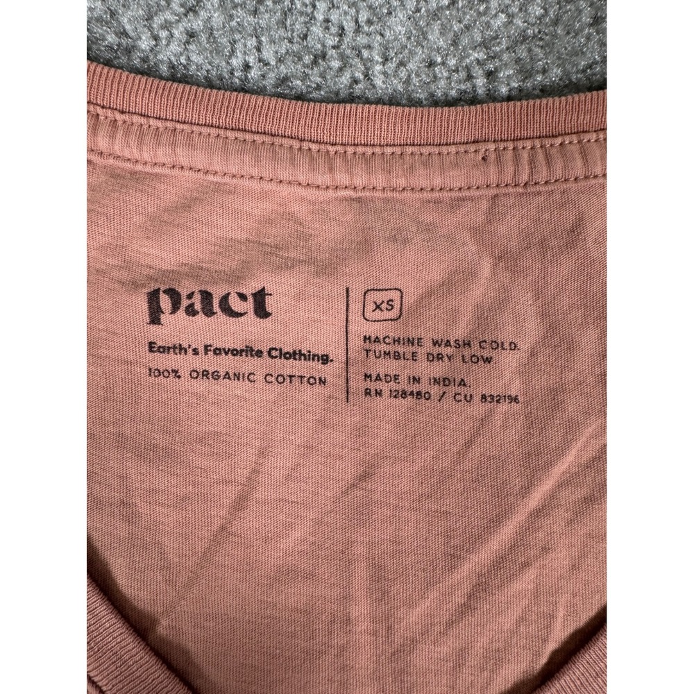 Pact Womens Organic Cotton V-Neck T-Shirt Terracotta Pink Short Sleeve XS - Picture 3 of 7